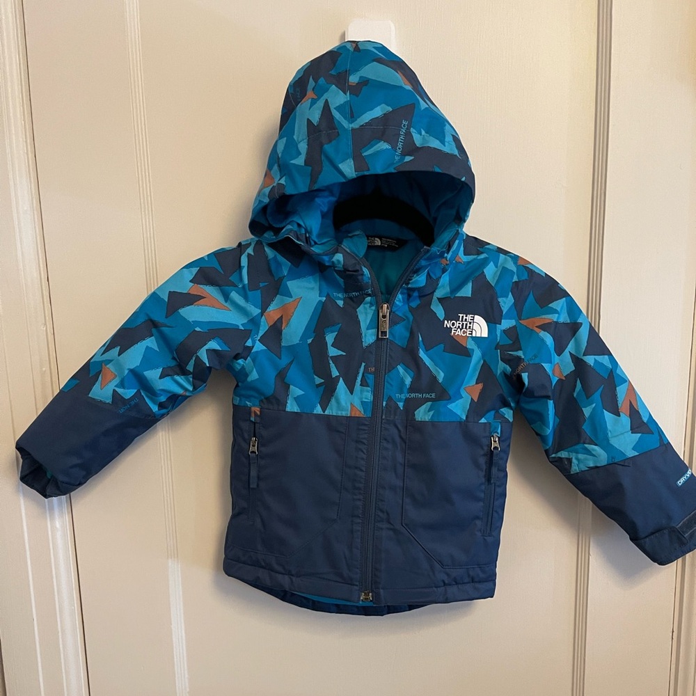 The North Face Kids Blue Patterned Puffer Jacket